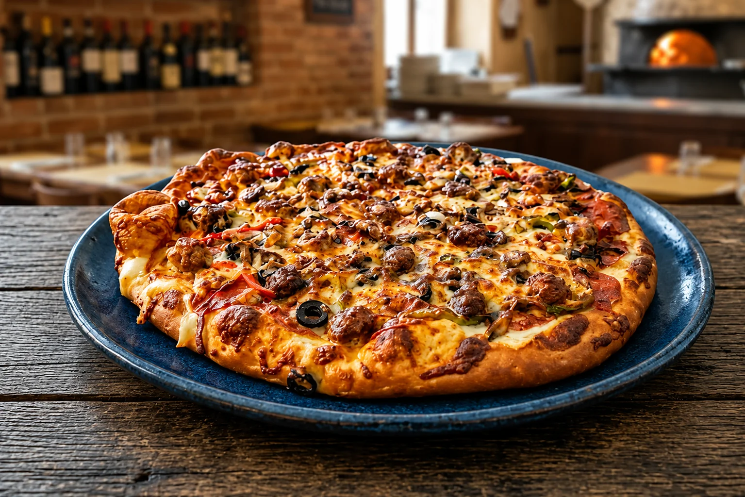 Combination pizza with shrimp and jalapeno at 4 St Pizza Ltd Calgary